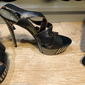 Black high heels with zebra print